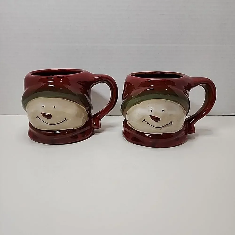 Snowman Holiday Cocoa Mug Target 2010 Stoneware Ceramic 16 oz Coffee, Tea Qty 2